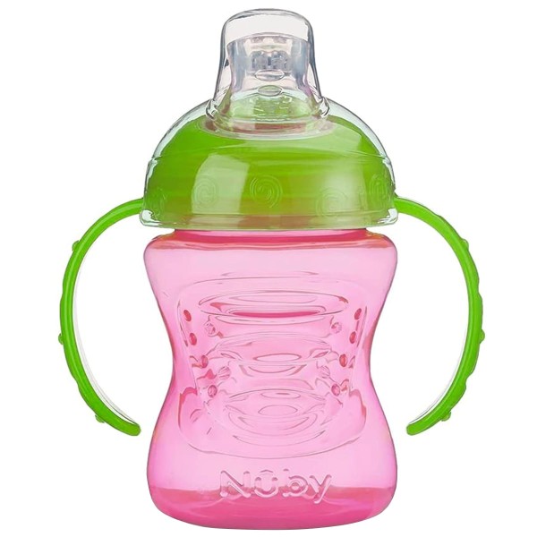 Encontraproduto.com.br - Copo de Treinamento Infantil Bebê Copinho de Transição Criança Com Alça 240ml Bico de Silicone Nuby