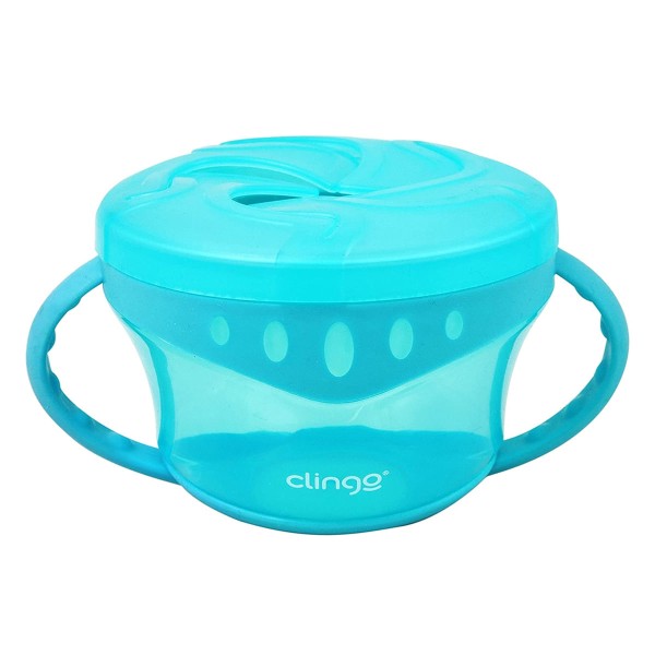 Encontraproduto.com.br - Lancheira Bebê Criança Com Alça e Tampa Interna Porta Skack Smart 300 ml Livre de BPA Clingo Cor:Azul