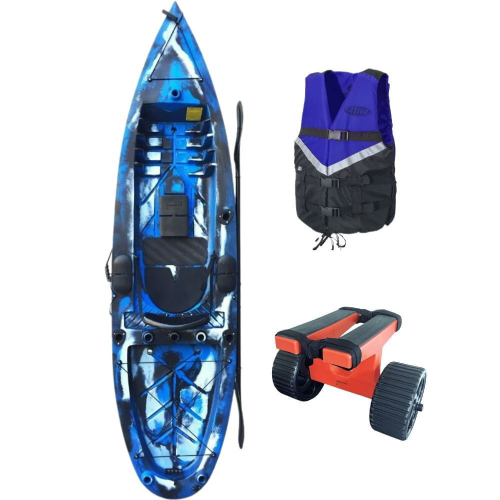 Encontraproduto.com.br - Caiaque Robalo STD Com Colete e Carrinho - Caiaker