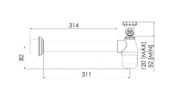 Encontraproduto.com.br - Sifão para Cozinha com Entrada Lateral Maquina de Lavar 1.1/2 X2 Cromado VSM025SWG Esteves