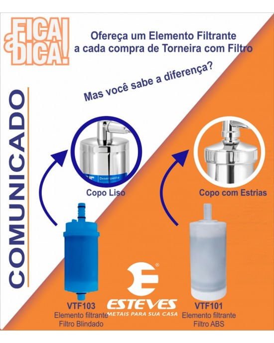 Encontraproduto.com.br - Torneira para Cozinha Esteves de Parede com Filtro 1/4 de Volta C40 Cromada