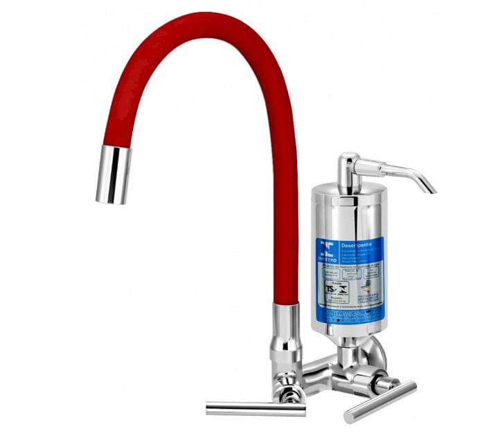 Encontraproduto.com.br - Torneira para Cozinha com Filtro Parede C61 Vermelha - VTF261CWB - Esteves