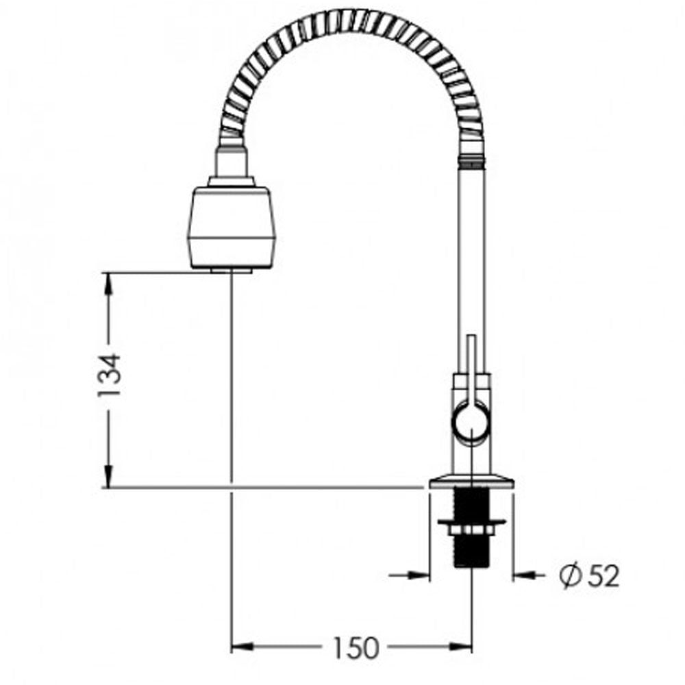 Encontraproduto.com.br - Torneira para Cozinha Mesa 1167 C60 com Ducha Cromada - VTM900CWB - Esteves