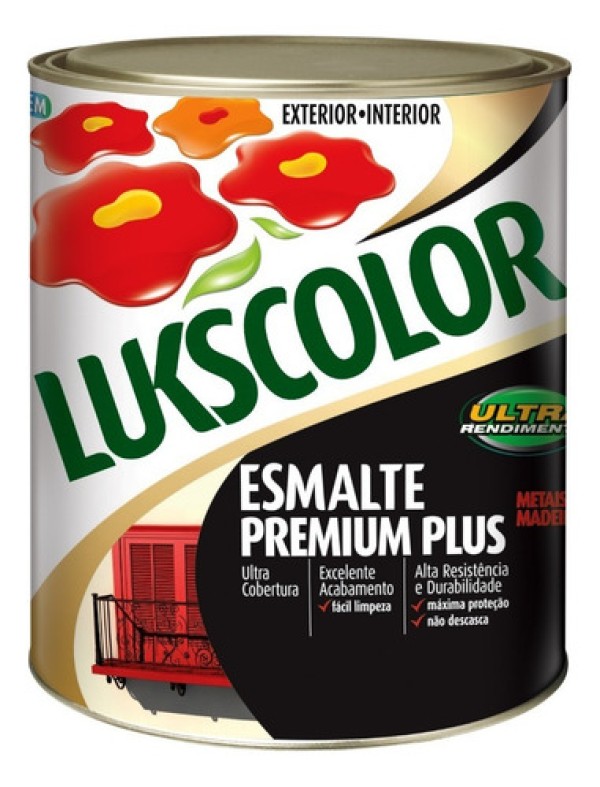 Encontraproduto.com.br - Tinta Esmalte Sintetico 900ml Lukscolor Cores Cor Preto Fosco Interiores
