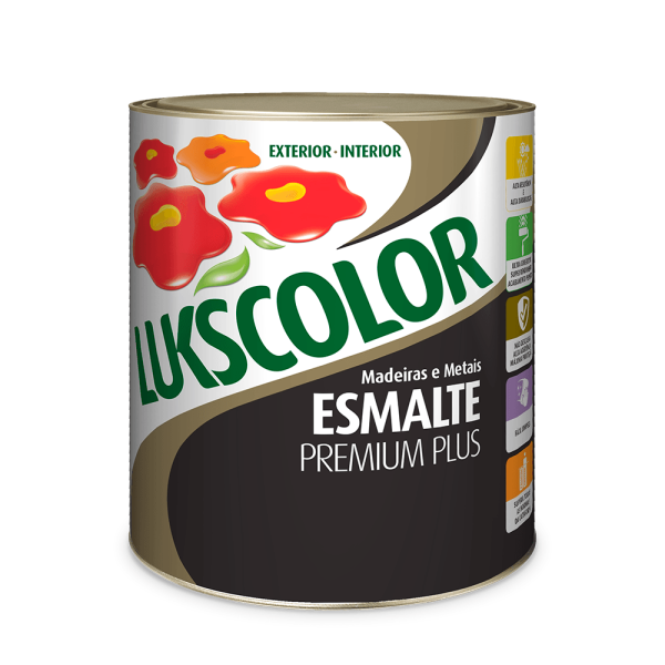 Encontraproduto.com.br - Tinta Esmalte Sintetico 900ml Lukscolor Cores Cor Preto Fosco Interiores