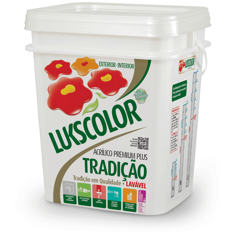 Encontraproduto.com.br - Tinta Premium Acrílica Fosco Tradição Branco 18L Lukscolor