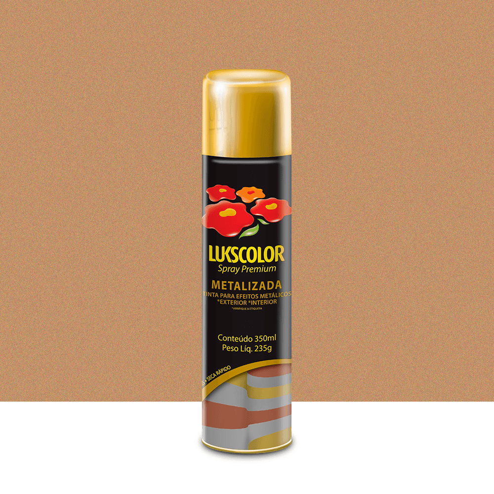 Encontraproduto.com.br - Tinta Spray Metalizada Dourado Interno 350ml Lukscolor