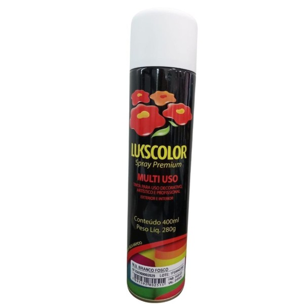 Encontraproduto.com.br - Spray Premium Multiuso Branco Fosco 400ml Lukscolor