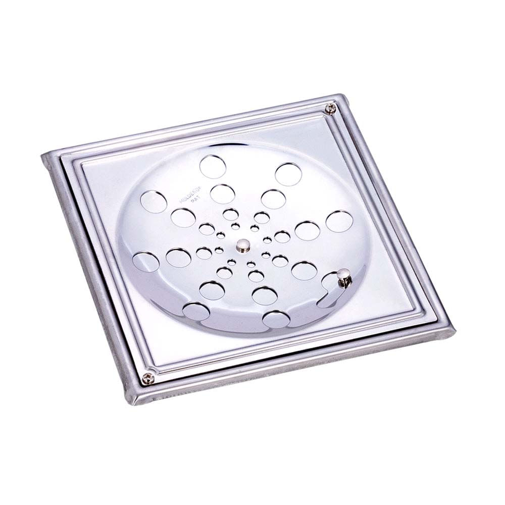 Grelha quadrada sem caixilho e sem rotativo 10x10cm cromada Moldenox