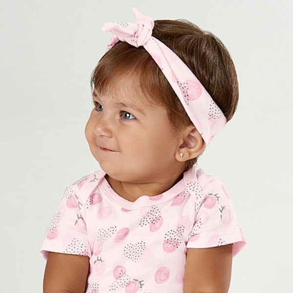 Encontraproduto.com.br - Faixa de Cabelo Laço & Nózinho em suedine Corações Poá - Up Baby