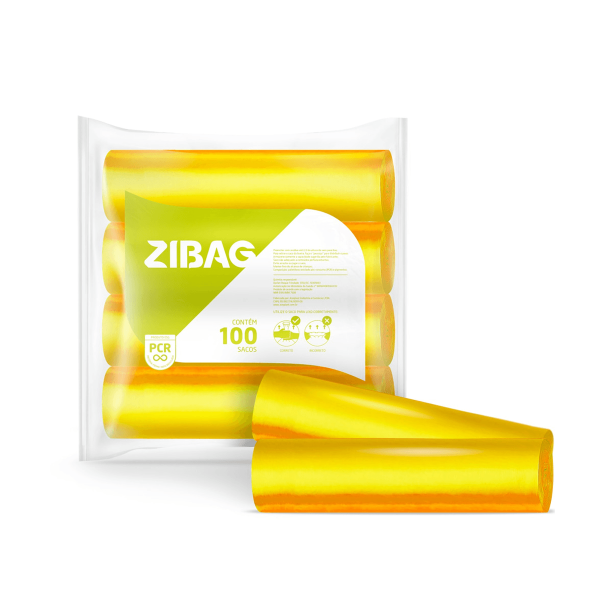 Encontraproduto.com.br - Saco para Lixo Médio Amarelo 110L com 100 unidades Zibag