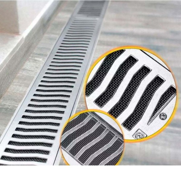 Conjunto Leve Em Alumínio Formado Por Grelha E Porta Grelha Parafusado E Com Tela Na Medida De 10x50cm Acabamento Polido-Costa Navarro