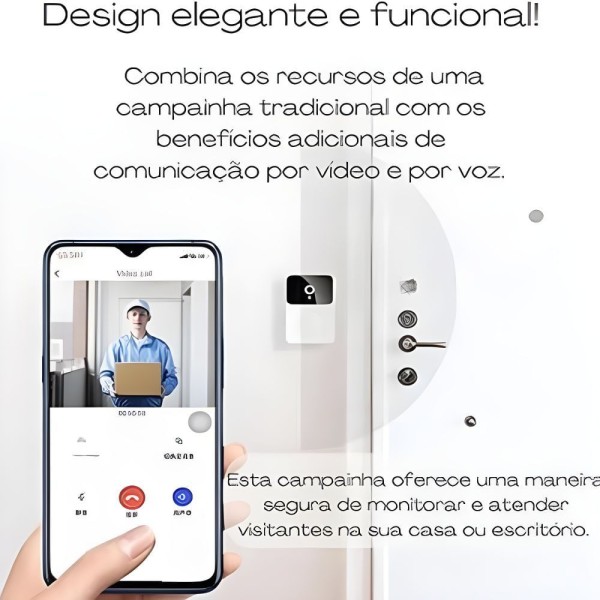 Encontraproduto.com.br - Campainha C/ Câmera Wifi S Fio Inteligente Interfone C áudio
