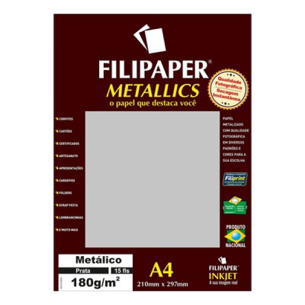PAPEL FILIPAPER METALICO 180GRS A4 15FLS PRAT R.01101