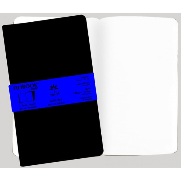 Encontraproduto.com.br - Caderneta Filibook Note Preto 21x12,5 C/2un