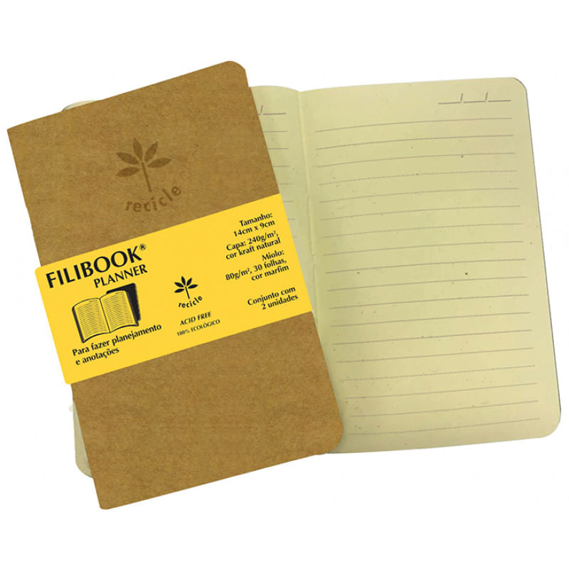 Caderneta Filibook Planner Kraft 14x9 C/2un