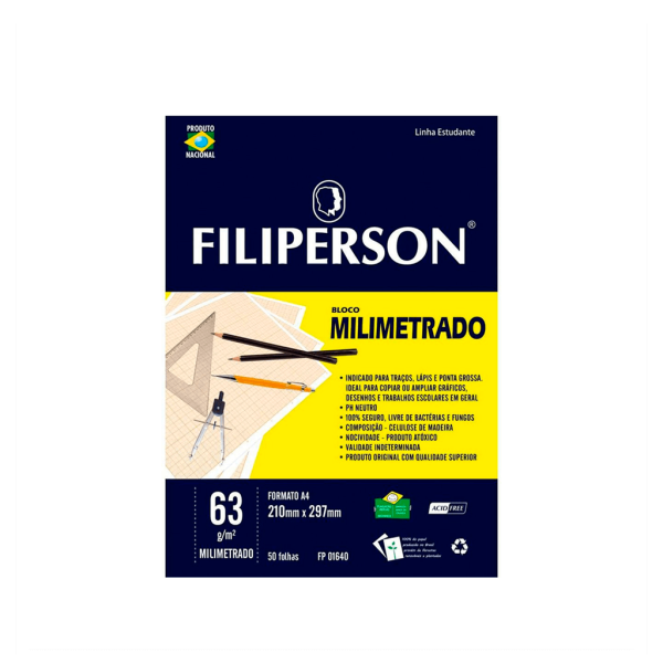 Encontraproduto.com.br - BLOCO ESC. MILIMETRADO A4 50FLS 63GRS R.1640