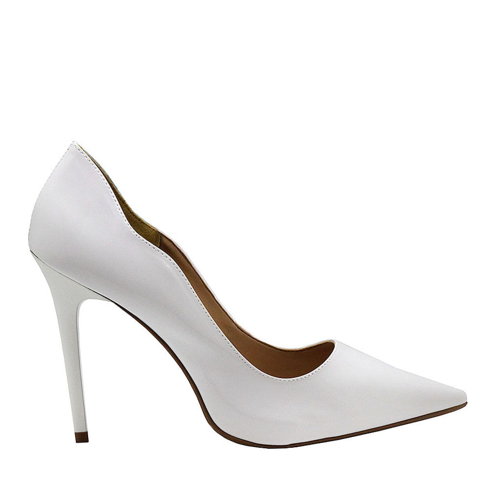 Scarpin Royalz Verniz Salto Alto Fino Penélope Curvas Branco
