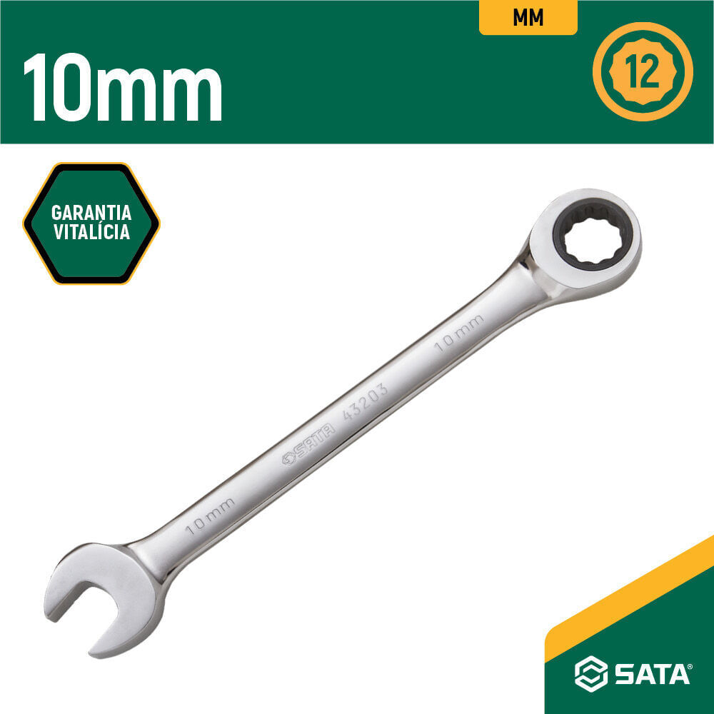 Encontraproduto.com.br - Chave Combinada com Catraca 10mm Apex Sata Cromo Vanádio
