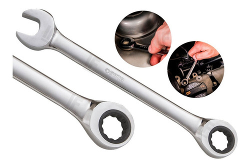 Encontraproduto.com.br - Chave Combinada com Catraca 10mm Apex Sata Cromo Vanádio