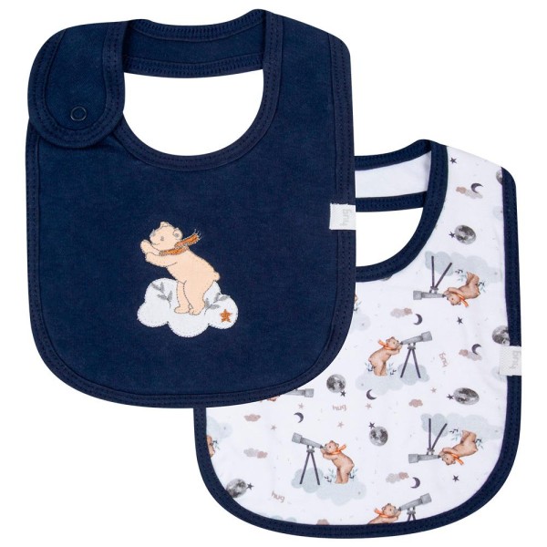 Encontraproduto.com.br - Kit Com 2 Babadores Hug Lunar Azul Galáxia