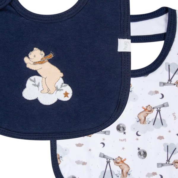 Encontraproduto.com.br - Kit Com 2 Babadores Hug Lunar Azul Galáxia