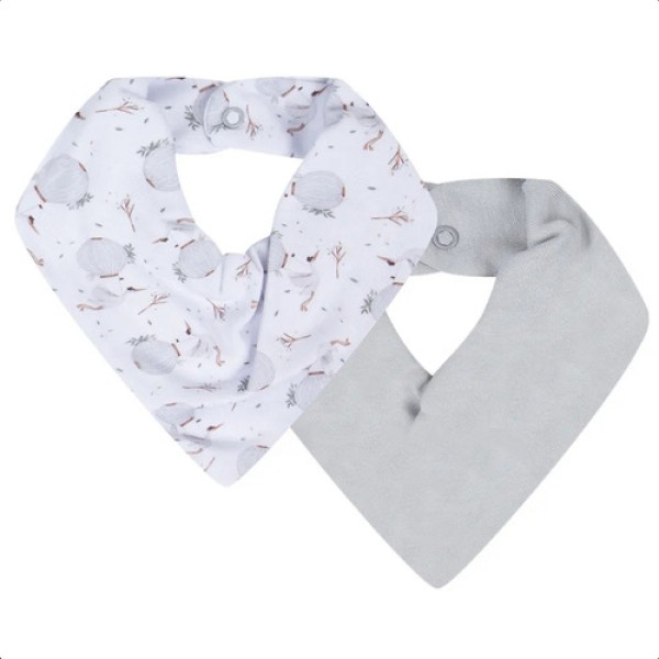 Encontraproduto.com.br - Kit Com 2 Babadores Hug Bandana Escandinavo Cinza Lunar