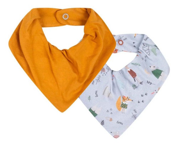 Encontraproduto.com.br - Kit Com 2 Babadores Hug Bandana Escandinavo Cinza Lunar