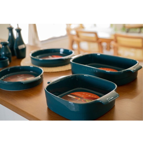 Encontraproduto.com.br - Travessa Redonda Em Porcelana Assar E Servir 25x5cm Germer Verde