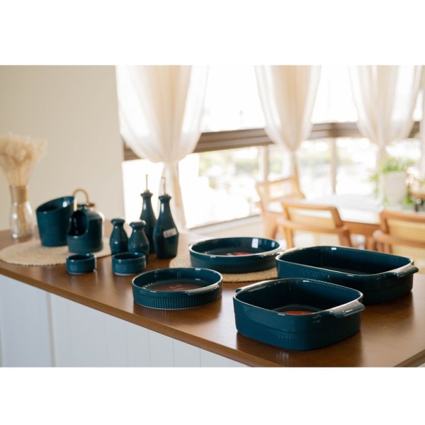 Encontraproduto.com.br - Travessa Redonda Em Porcelana Assar E Servir 25x5cm Germer Verde