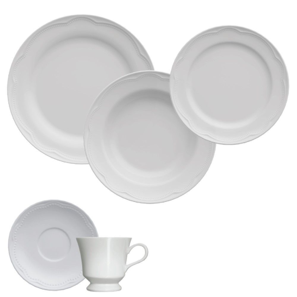 Encontraproduto.com.br - Aparelho de Jantar, Chá e Sobremesa 30 Peças Germer Cottage em Porcelana - Branco
