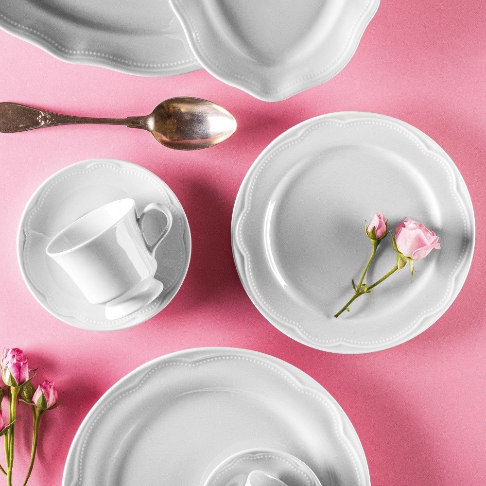 Encontraproduto.com.br - Aparelho de Jantar, Chá e Sobremesa 30 Peças Germer Cottage em Porcelana - Branco