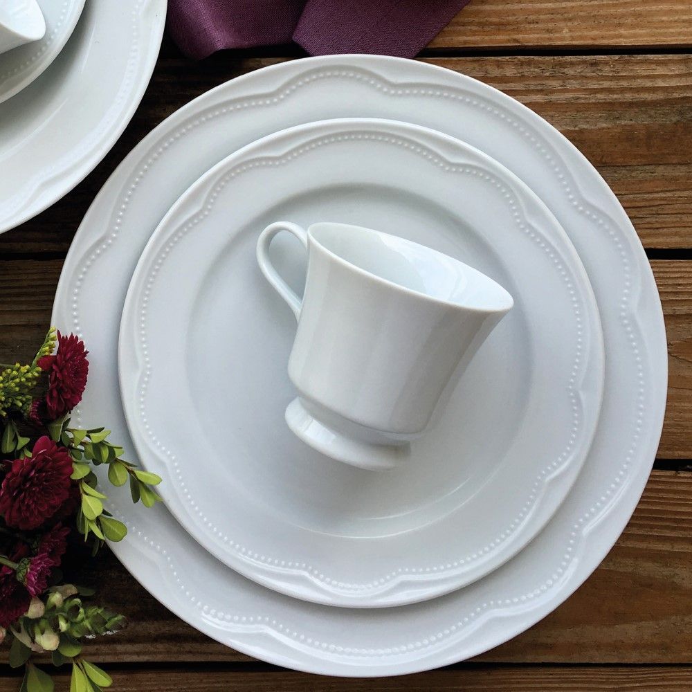 Encontraproduto.com.br - Aparelho de Jantar, Chá e Sobremesa 30 Peças Germer Cottage em Porcelana - Branco