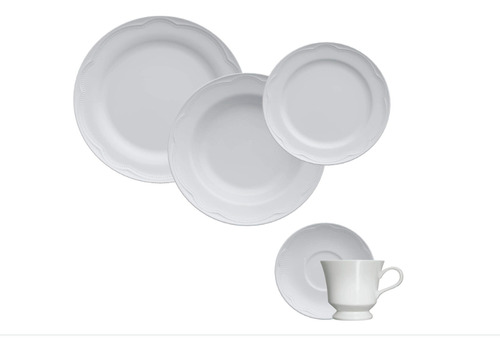 Aparelho de Jantar, Chá e Sobremesa 20 Peças Germer Cottage em Porcelana - Branco