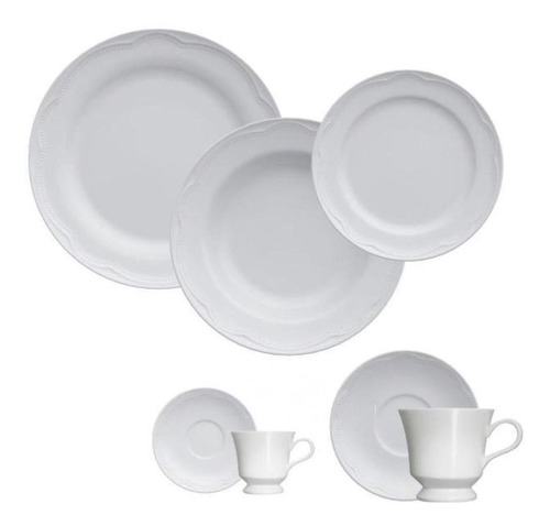 Encontraproduto.com.br - Aparelho de Jantar, Chá, Café e Sobremesa 42 Peças Germer Cottage em Porcelana - Branco