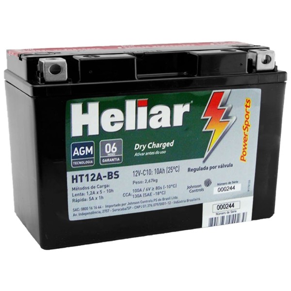 Encontraproduto.com.br - Bateria Moto Dafra Next 250 Heliar HT12ABS PowerSports Selada 10Ah 12 Volts Caixa Baixa 10,5 Altura