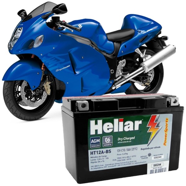 Encontraproduto.com.br - Bateria Moto Dafra Next 250 Heliar HT12ABS PowerSports Selada 10Ah 12 Volts Caixa Baixa 10,5 Altura