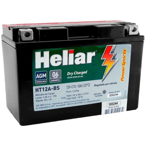 Encontraproduto.com.br - Bateria Moto Dafra Next 250 Heliar HT12ABS PowerSports Selada 10Ah 12 Volts Caixa Baixa 10,5 Altura