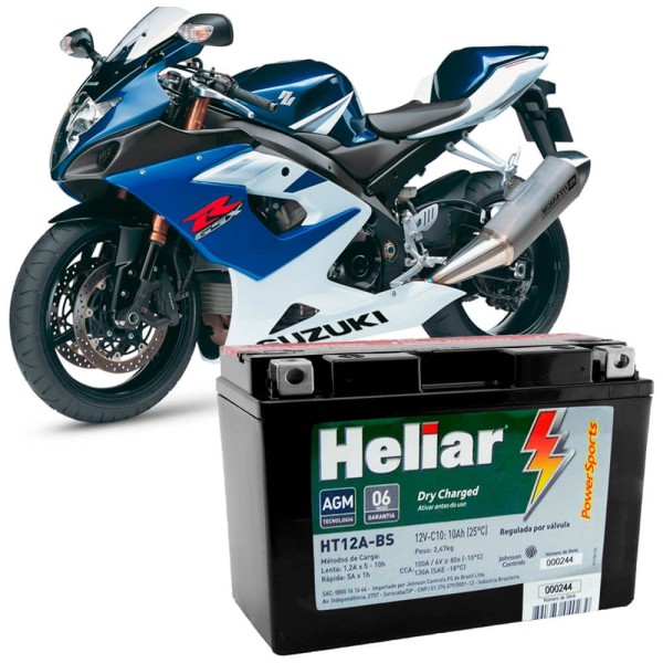 Encontraproduto.com.br - Bateria Moto Dafra Next 250 Heliar HT12ABS PowerSports Selada 10Ah 12 Volts Caixa Baixa 10,5 Altura