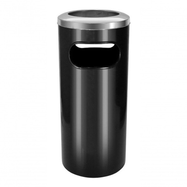 Encontraproduto.com.br - Cinzeiro Lixeira Plástica Com Aro Em Aço Inox 50 Litros