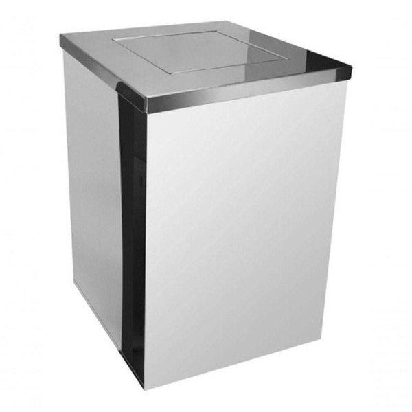 Encontraproduto.com.br - Lixeira Inox Quadrada Com Tampa Vai-Vem 100 Litros