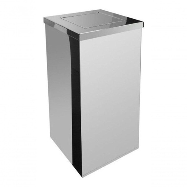 Encontraproduto.com.br - Lixeira Inox Quadrada Com Tampa Vai-Vem 36 Litros