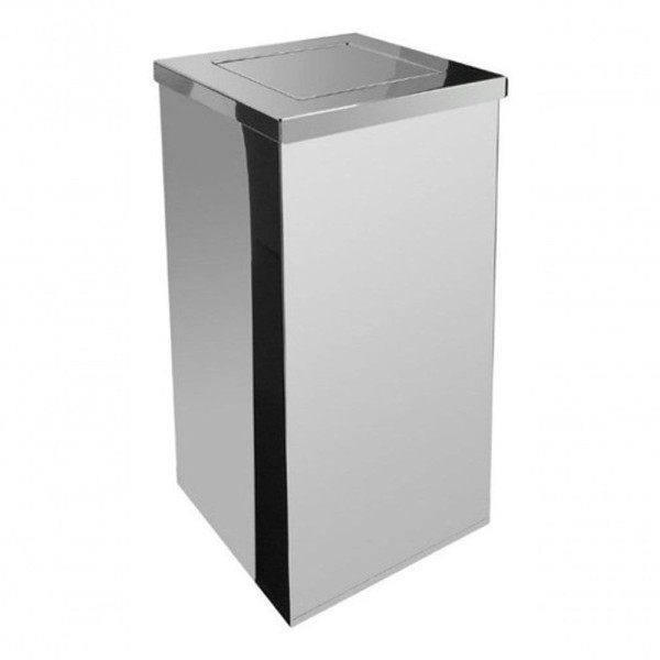 Encontraproduto.com.br - Lixeira Inox Quadrada Com Tampa Vai-Vem 36 Litros