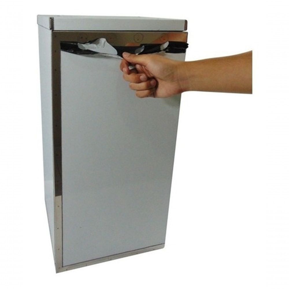 Encontraproduto.com.br - Lixeira Quadrada Em Aço Inox Com Tampa Vai-vem 36 L