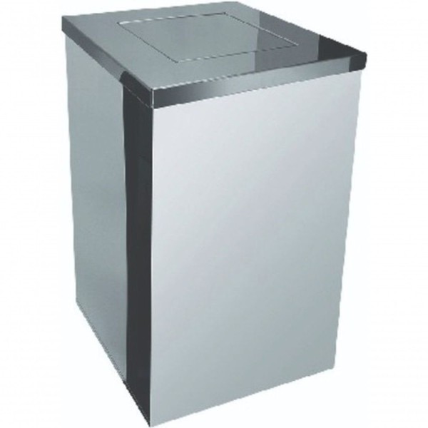 Encontraproduto.com.br - Lixeira Quadrada Em Aço Inox Com Tampa Vai-Vem 36 L