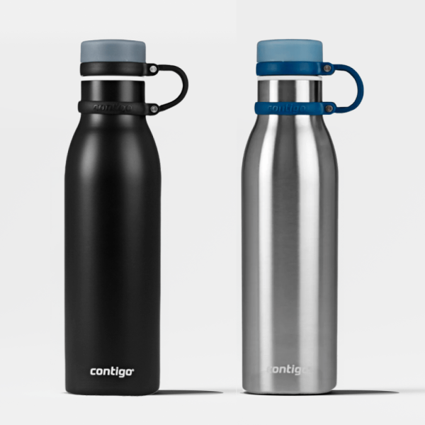 Kit com 2 Garrafas Térmicas Matterhorn Azul e Black Contigo | 591ml