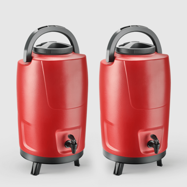 Encontraproduto.com.br - Kit com 2 Botijões Térmicos 12L Vermelho Velvet Invicta