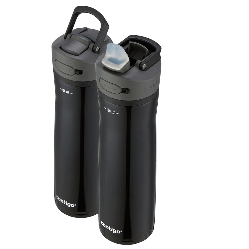 Encontraproduto.com.br - Kit com 2 Garrafas Térmicas Ashland Chill AUTOSPOUT® Black Contigo | 709ml