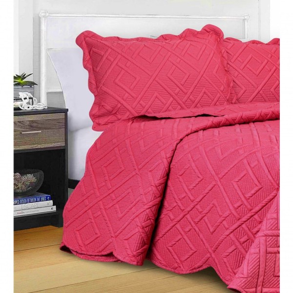 Encontraproduto.com.br - Colcha Vinho 260X280 Camesa Ilusion Geo King Com 2 Porta Travesseiros