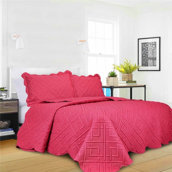 Encontraproduto.com.br - Colcha Vinho 260X280 Camesa Ilusion Geo King Com 2 Porta Travesseiros